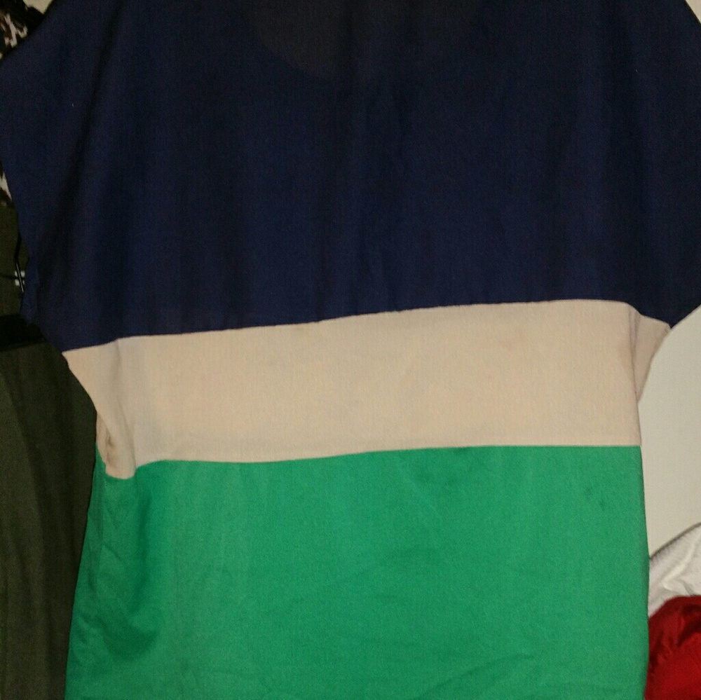 Green,blue ,tan Color blocking shirt